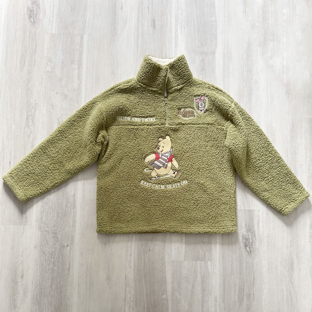Disney Winnie the Pooh Keep Calm Skate On Sherpa Pullover Jacket Size M - Picture 7 of 12